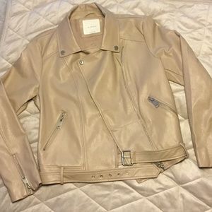 Faux leather tan moto jacket